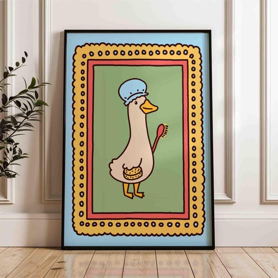 Duck In A Bath Poster Funny Time Cute Bathroom Art Print Trendy Silly Goose Unframed Shipped Wall