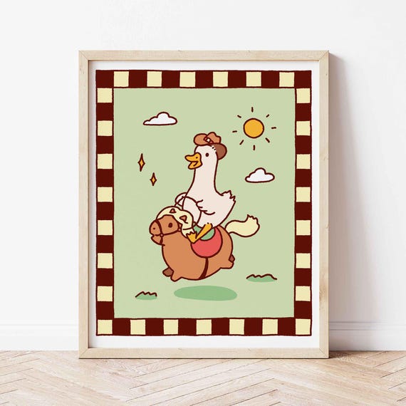 Silly Goose Cowboy Poster Funny Cute Childrens Room Art Trendy Print Farm Animal Unframed Shipped Wall