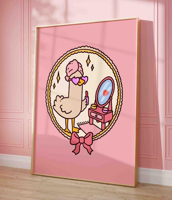 Coquette Silly Goose Poster Girly Pink Wall Art Print Cute Duck Trendy Positive Quote Unframed Shipped