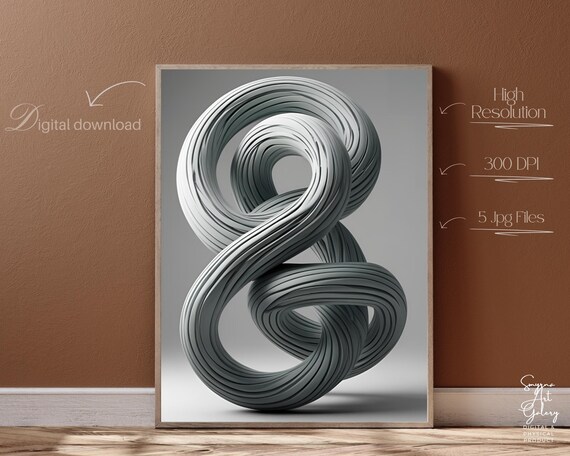 Abstract Wall Art 3d Twisted Sculpture Poster In Neutral Tones Modern Minimal Decor For Stylish Interiors