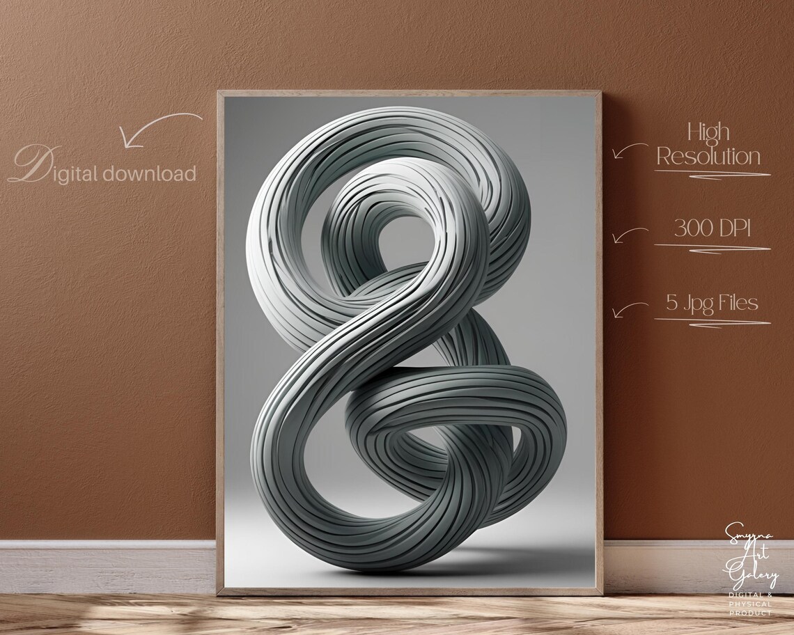 Abstract Wall Art 3d Twisted Sculpture Poster In Neutral Tones Modern Minimal Decor For Stylish Interiors