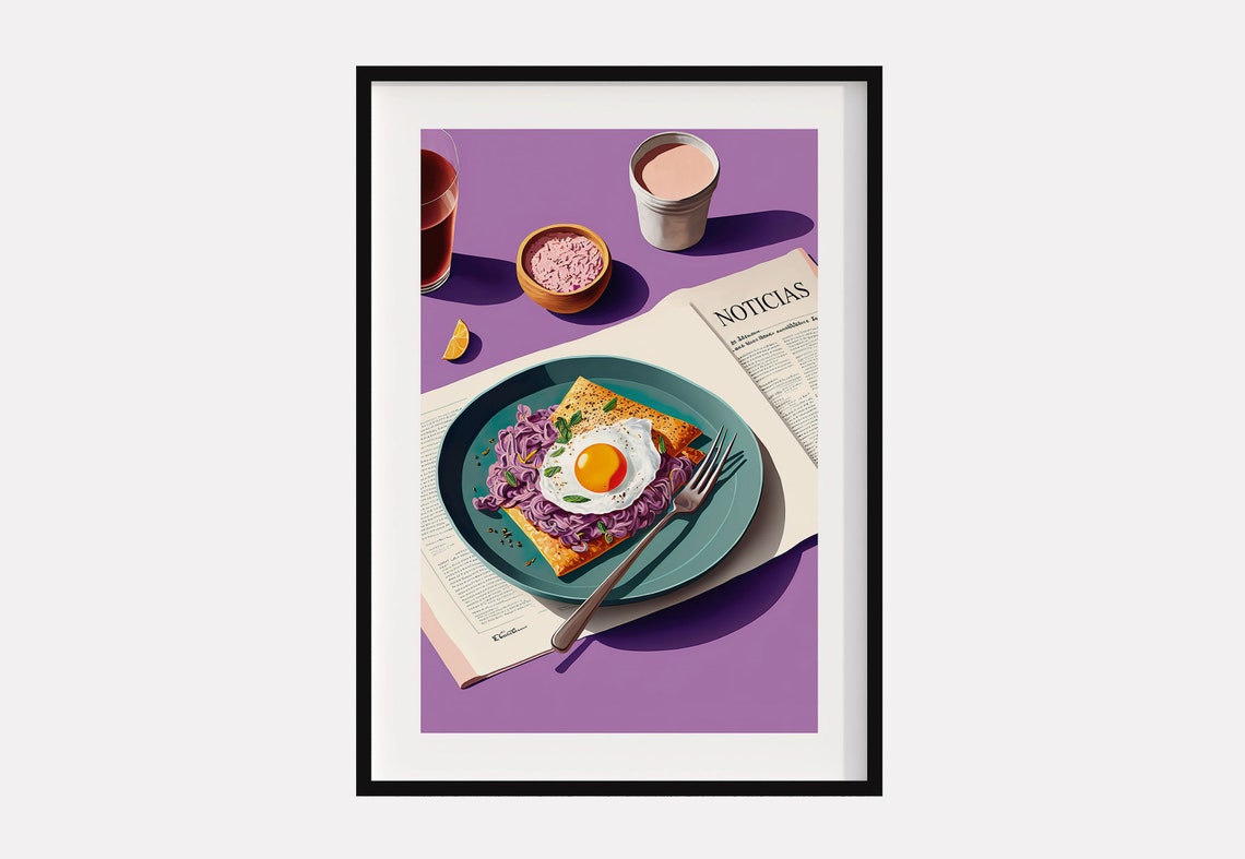 Mexican Breakfast Toast With Egg Colorful Kitchen Art Poster