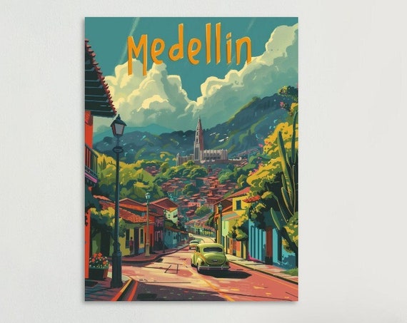 Medelln Poster Vibrant Vintage Colombian Art Wall Decor For Home Travel Enthusiast Gift