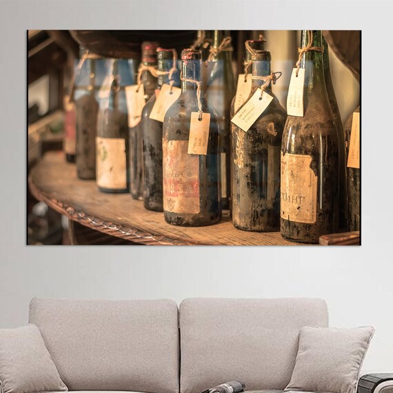 Vintage Dusty Wine Bottles Old Cellar Rustic Kitchen Art Print