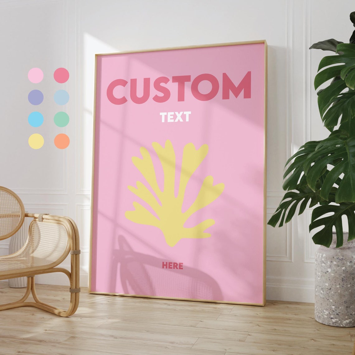 Custom Text Beach Coral Poster Personalized Pink Coastal Colorways