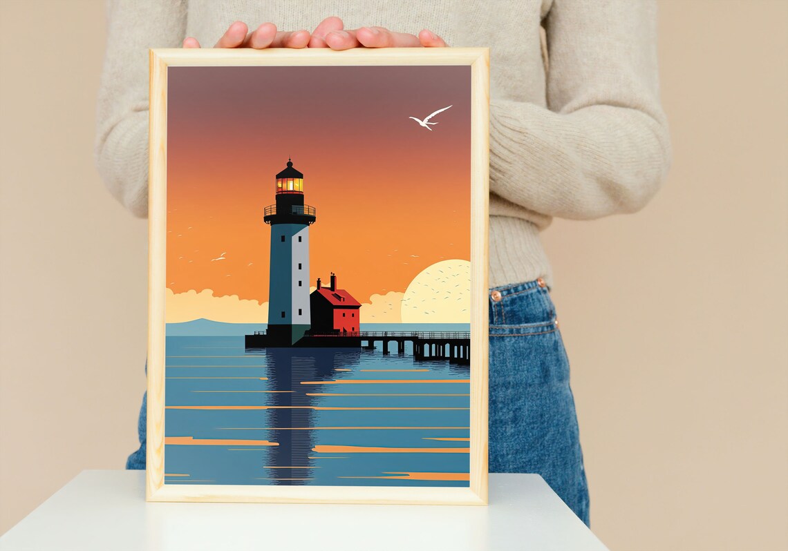 Rustic Lighthouse Print, Lake Superior Duluth Poster - Image 2