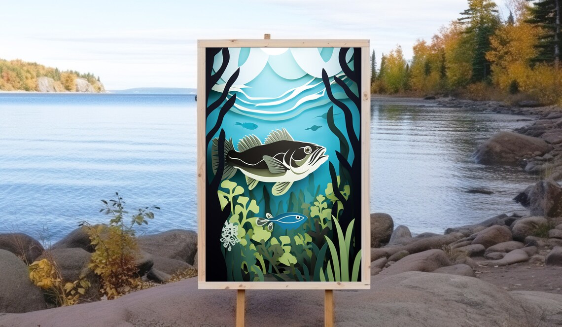 Vintage Walleye Paper Style Print, Northern Minnesota - Image 4