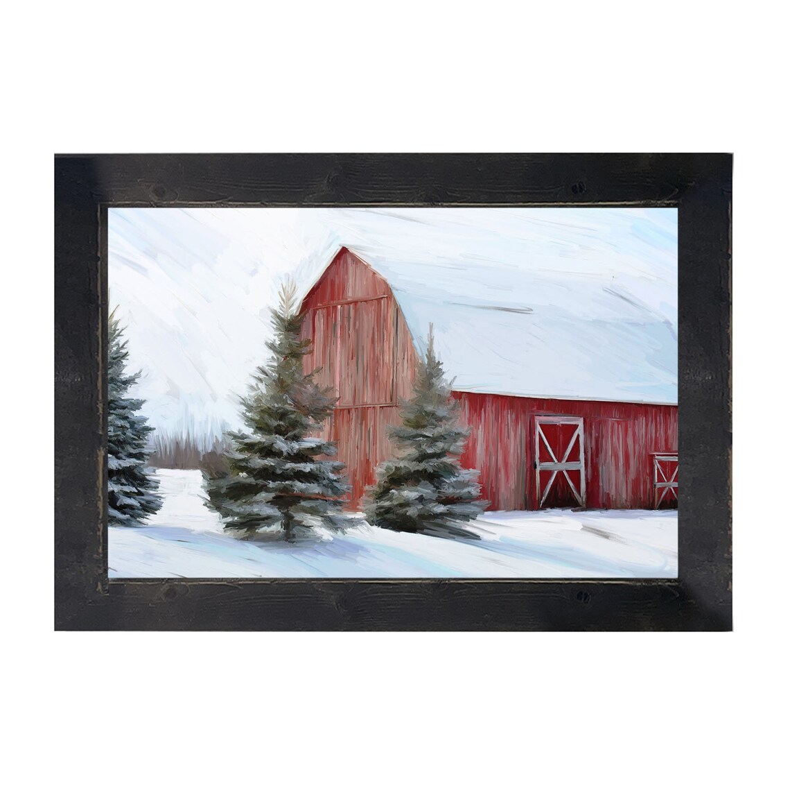 Winter Barn Nestled Among Pine Trees Art Print - Image 4