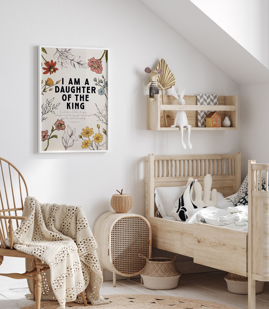 I Am A Daughter Of The King Floral Nursery Art Print - Image 2