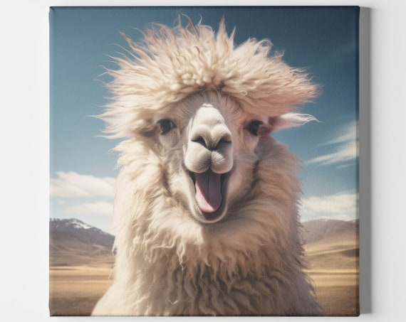 Alpaca Funny Animal Mountain Nature Poster Print