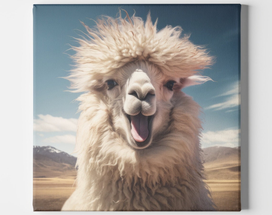 Alpaca Funny Animal Mountain Nature Poster Print