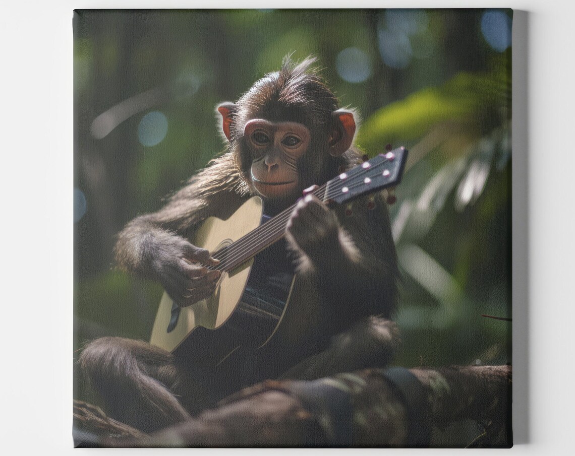 Monkey Funny Music Gift, Jungle Forest Abstract