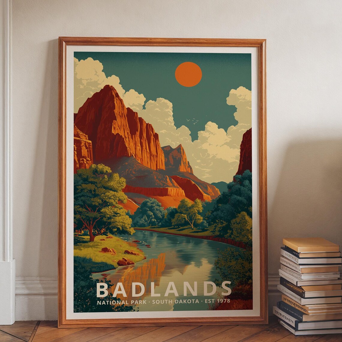 Badlands National Park Retro Travel Poster