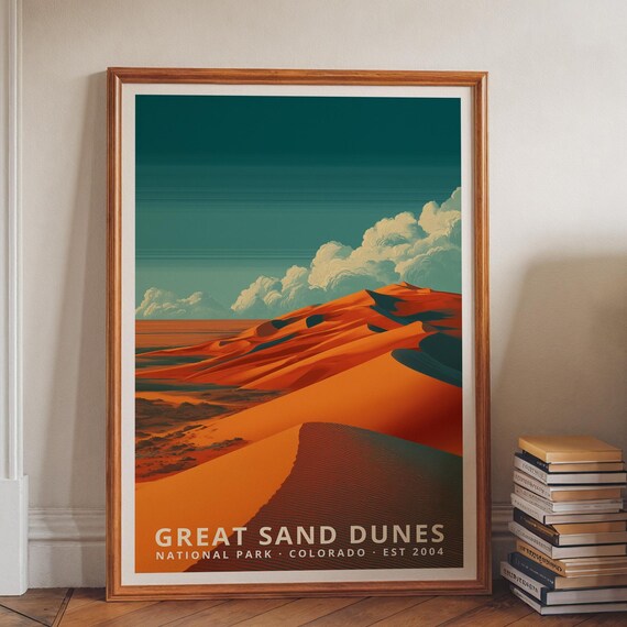 Great Sand Dunes National Park Vintage Travel Poster Colorado Art