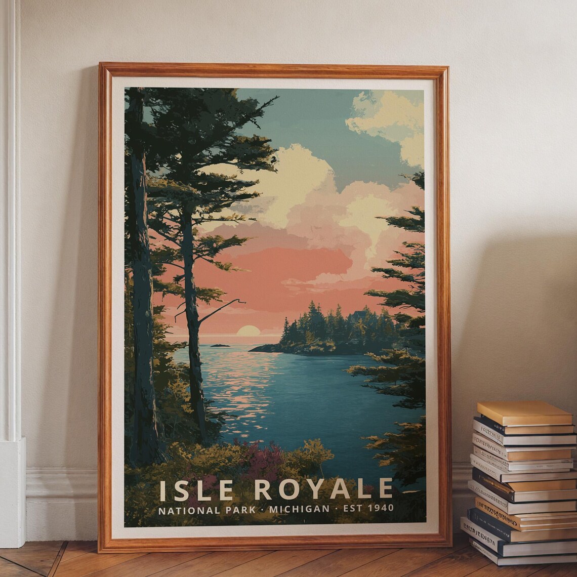 Isle Royale National Park Vintage Travel Poster Michigan Lake Art