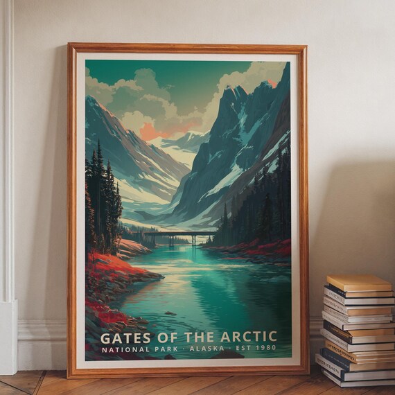 Gates of the Arctic National Park Vintage Travel Poster Alaska Art