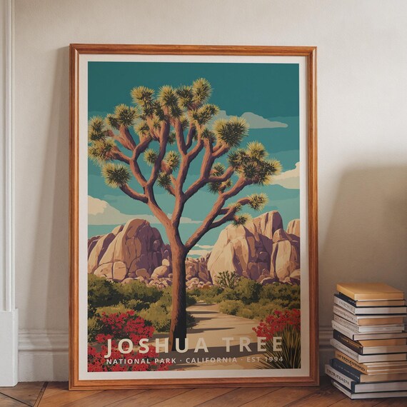 Joshua Tree National Park California Desert Landscape Vintage Poster