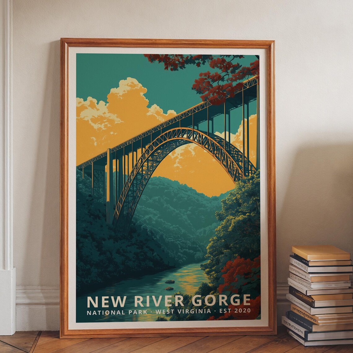 New River Gorge National Park Retro Travel Poster