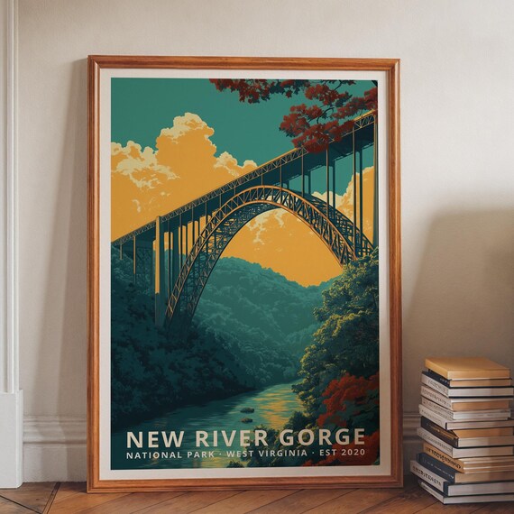 New River Gorge National Park Retro Travel Poster