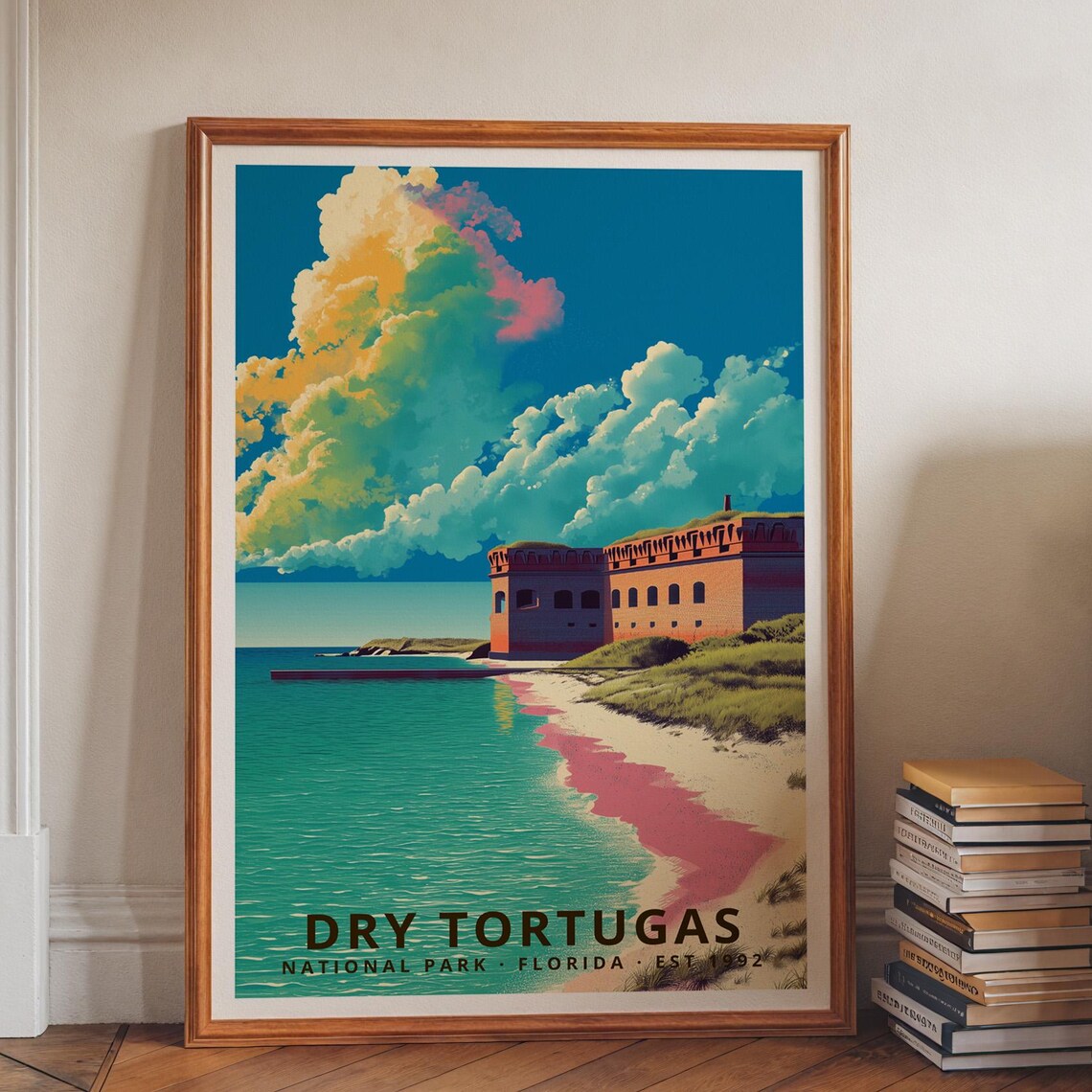 Dry Tortugas National Park Vintage Travel Poster Florida Beach Art