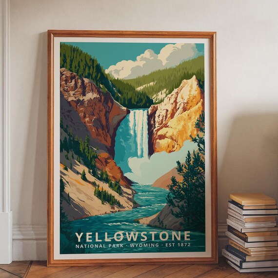 Yellowstone National Park Retro Travel Poster
