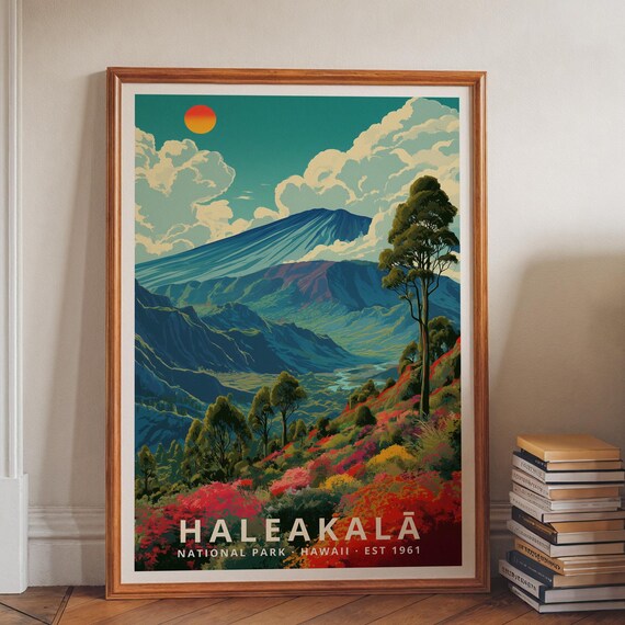 Haleakala National Park Vintage Travel Poster Hawaii Volcano Art
