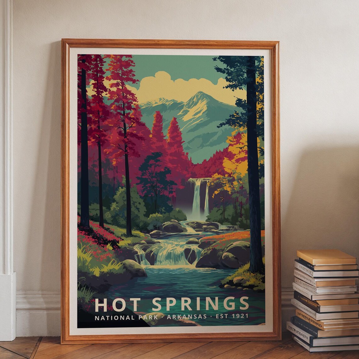 Hot Springs National Park Vintage Travel Poster Arkansas Falls Art