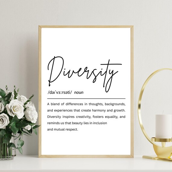 Diversity Definition Print Inspirational Office Decor