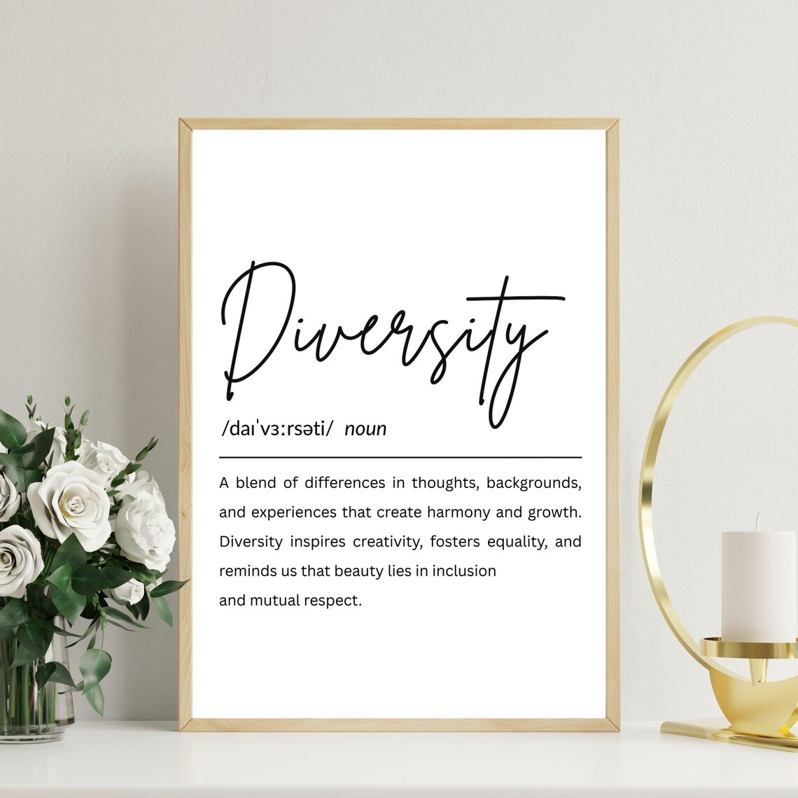 Diversity Definition Print Inspirational Office Decor