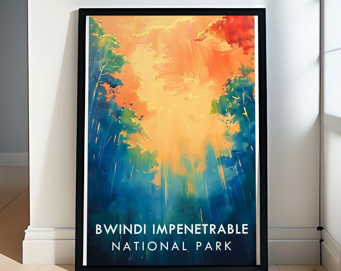 Bwindi Uganda Sunlit Rainforest Canopy Abstract Nature Poster
