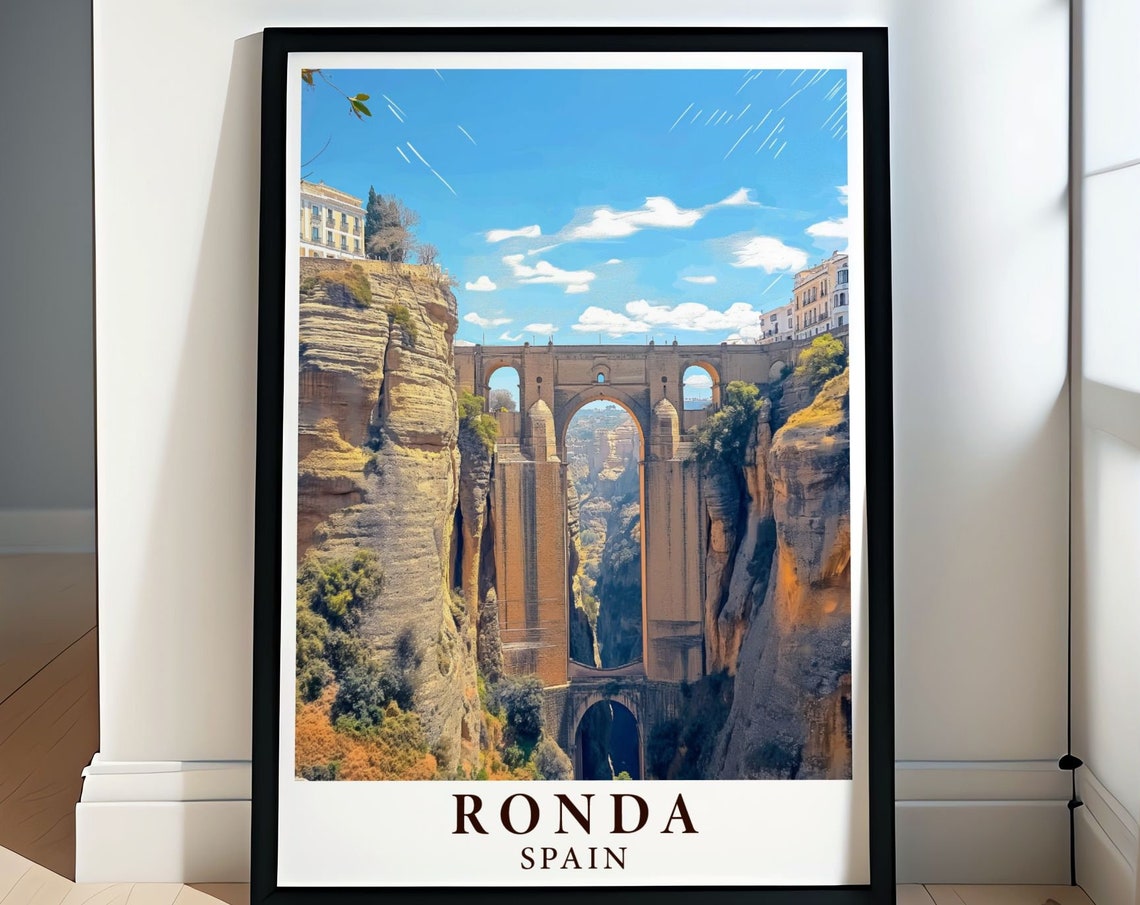 Ronda Spain Puente Nuevo Bridge Dramatic Gorge Travel Poster