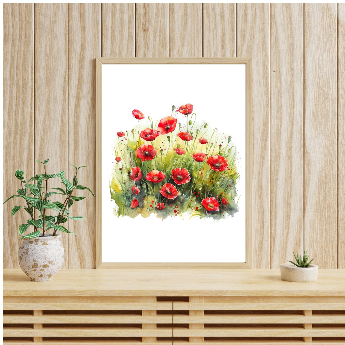 Poppies Watercolor Painting, Floral Landscape Print - Image 5