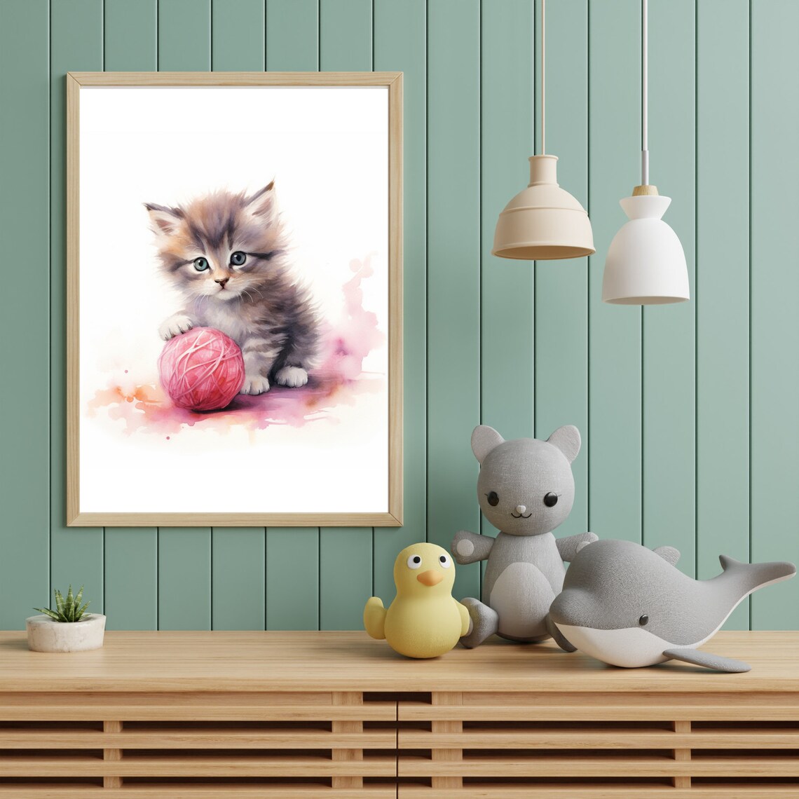 Watercolor Kitten Painting, Nursery Wall Art - Image 2