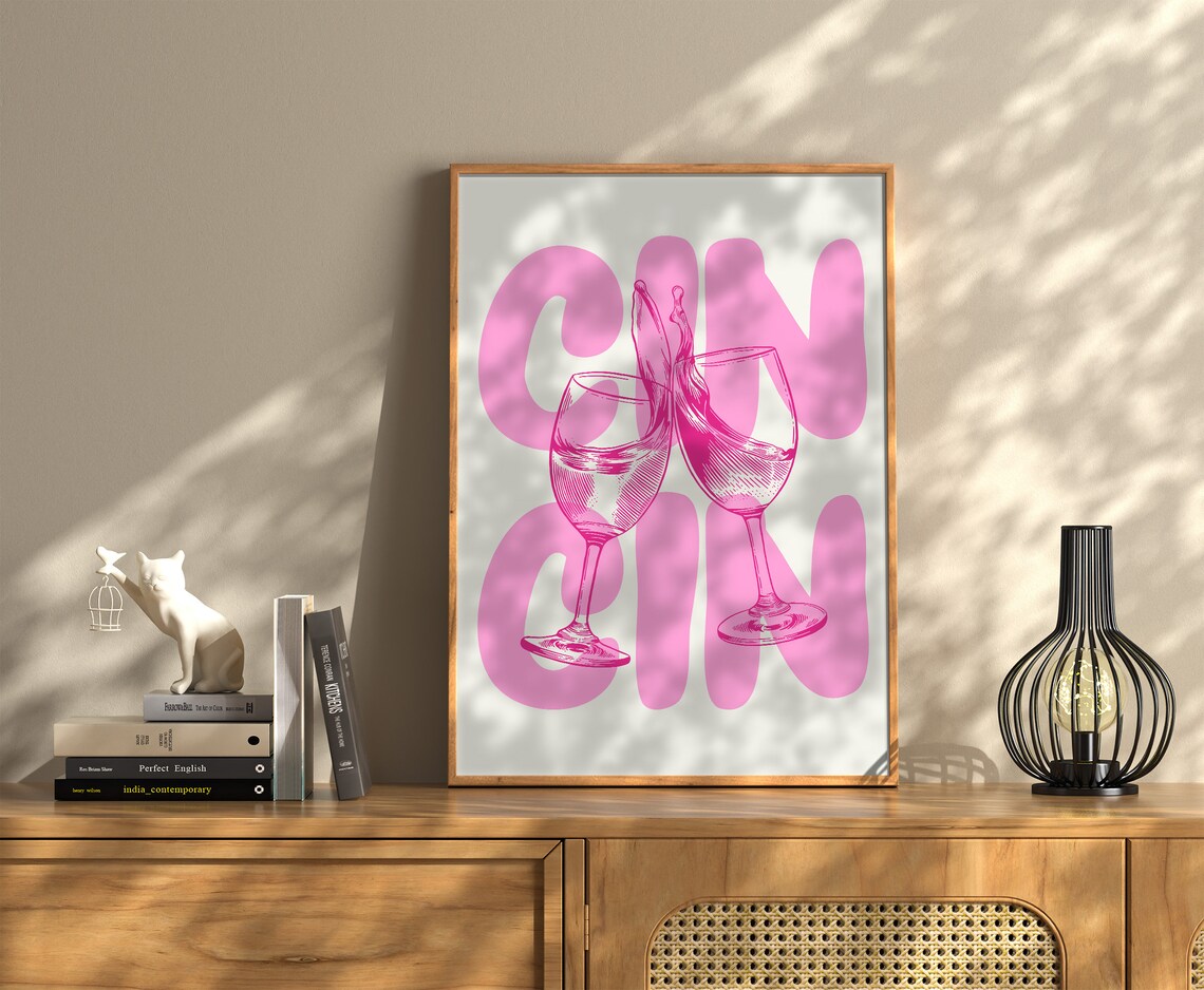 Cin Cin Kitchen Bar Cart Drinks Poster Print - Image 4