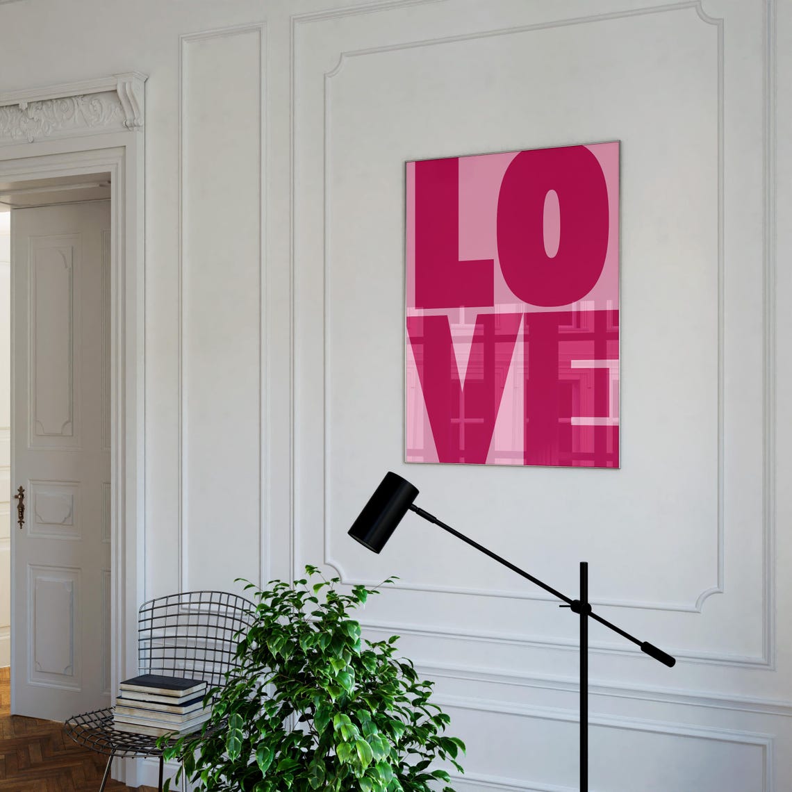 Giant Magenta LOVE Letters Maximalist 70s Retro Style Wall Poster - Image 4