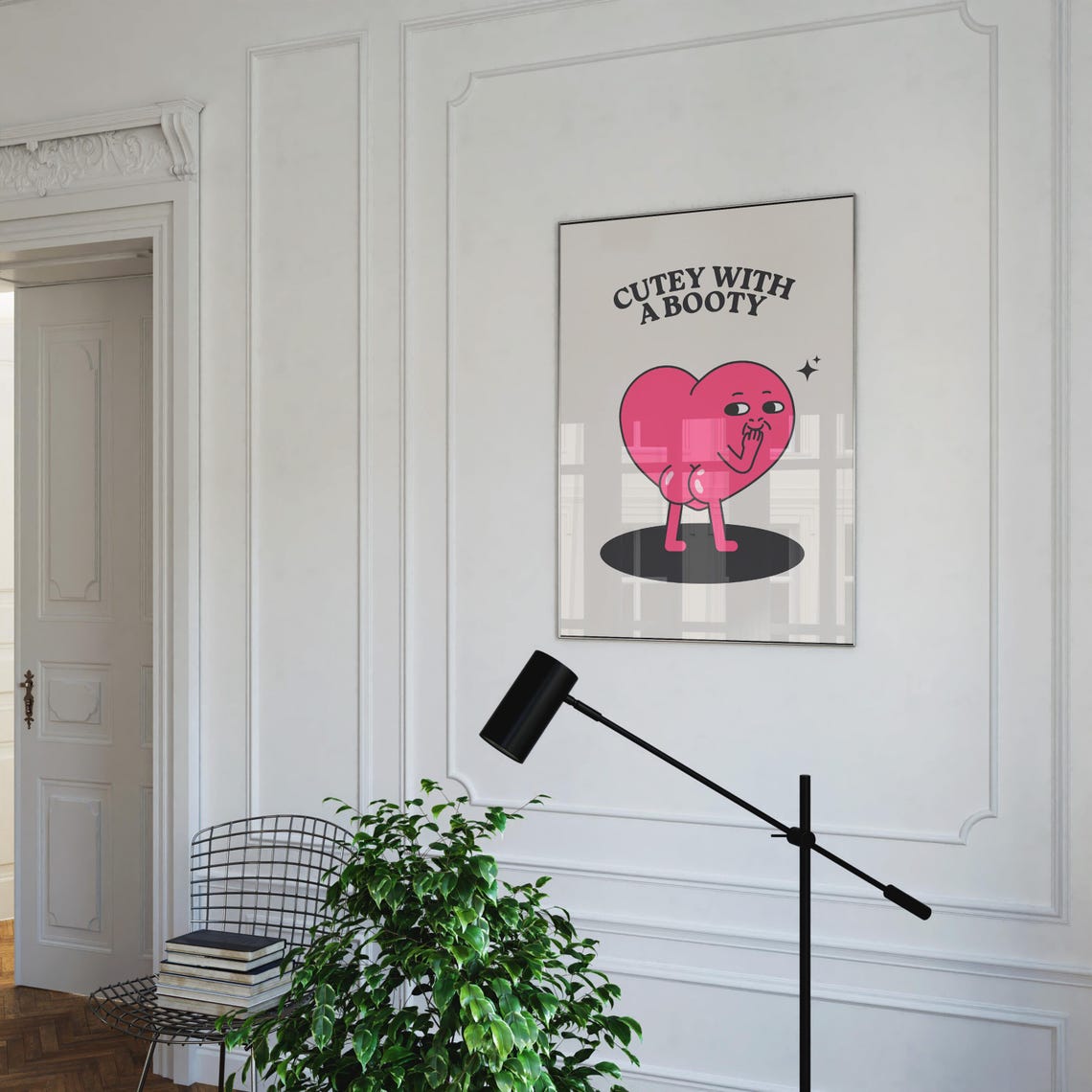 Cutey With A Booty Pink Heart Mascot Funny Cheeky Wall Poster - Image 4