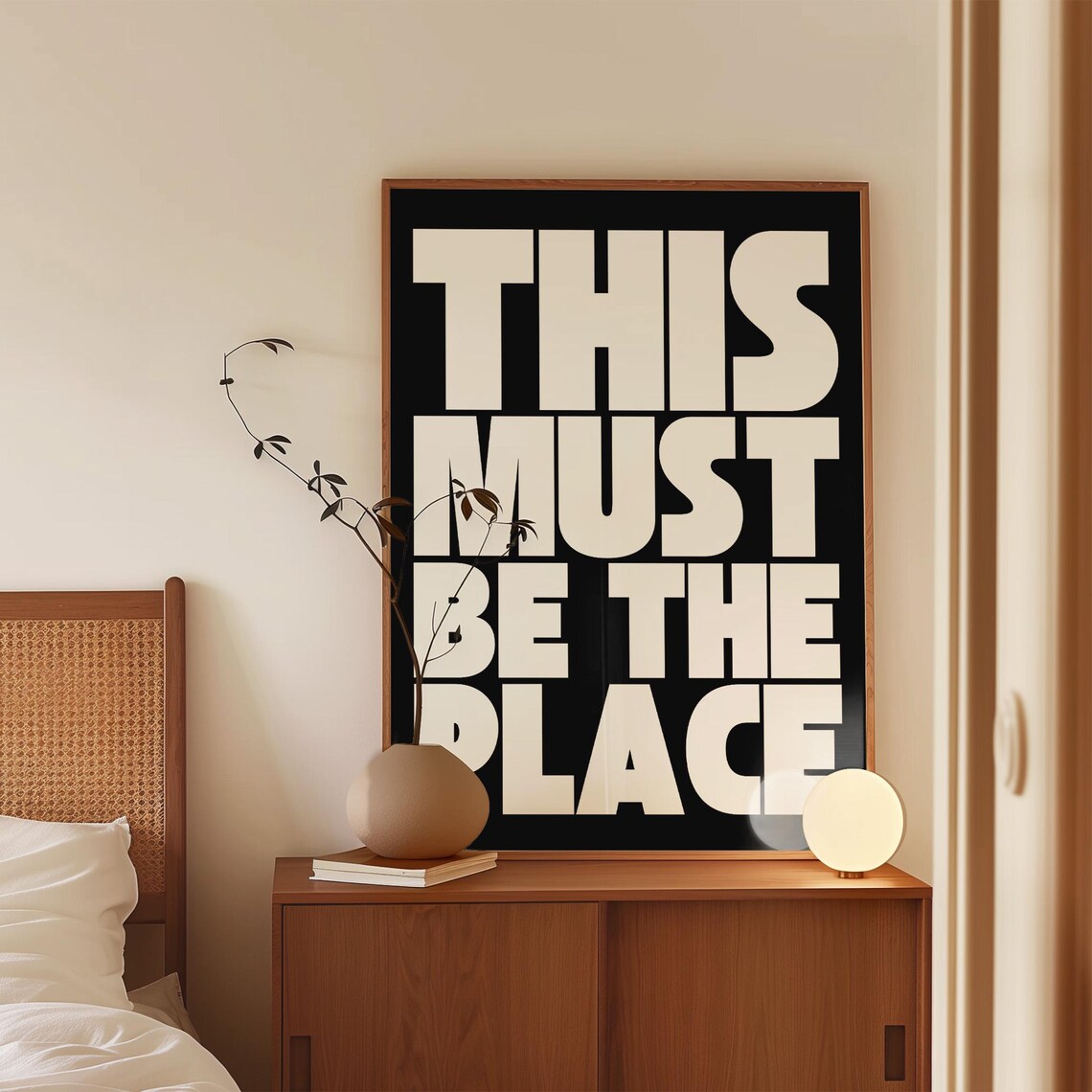 This Must Be the Place Huge White Block Letters Black Art Poster - Image 3