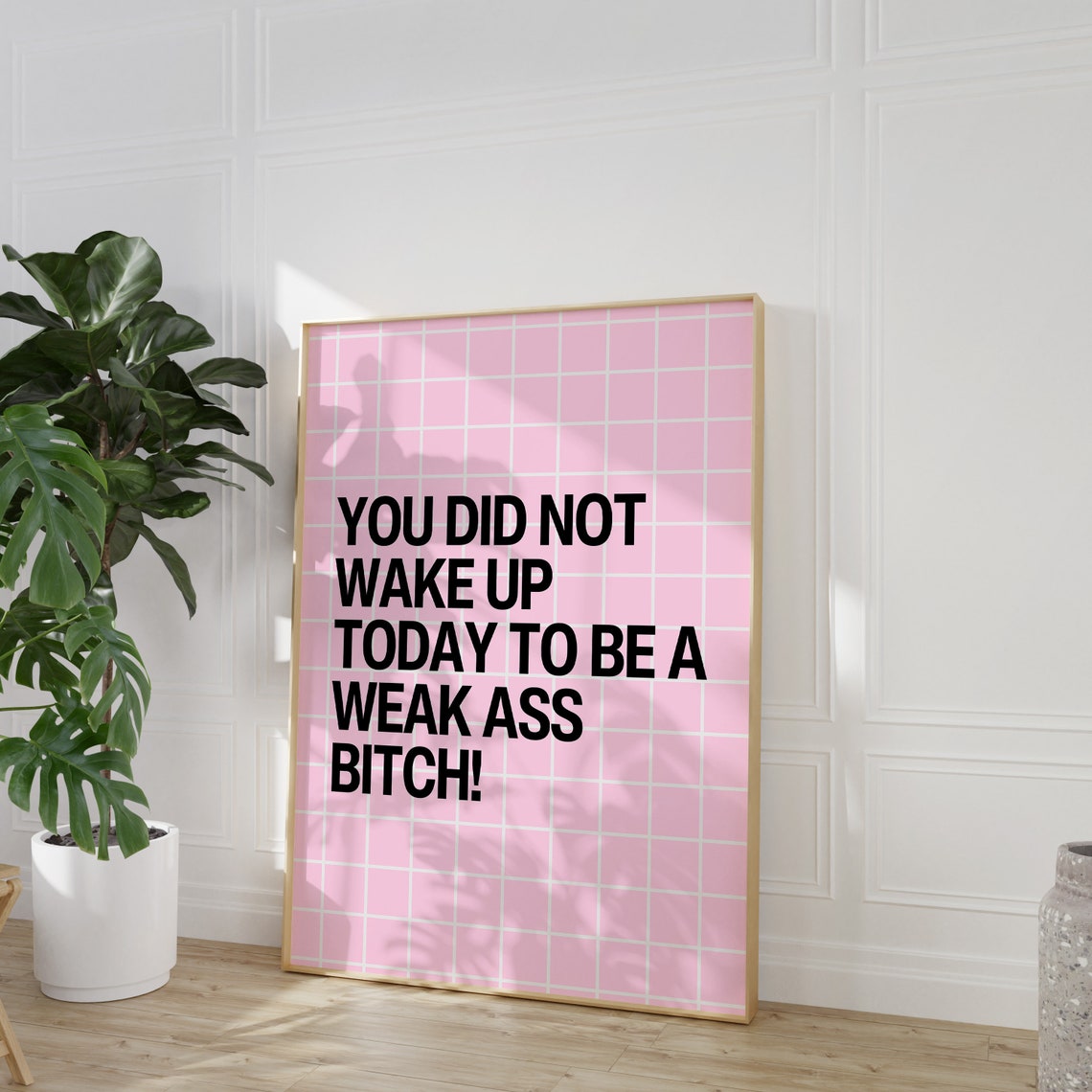 Bold Sassy Pink Grid Typography Motivational Quote Wall Poster - Image 3