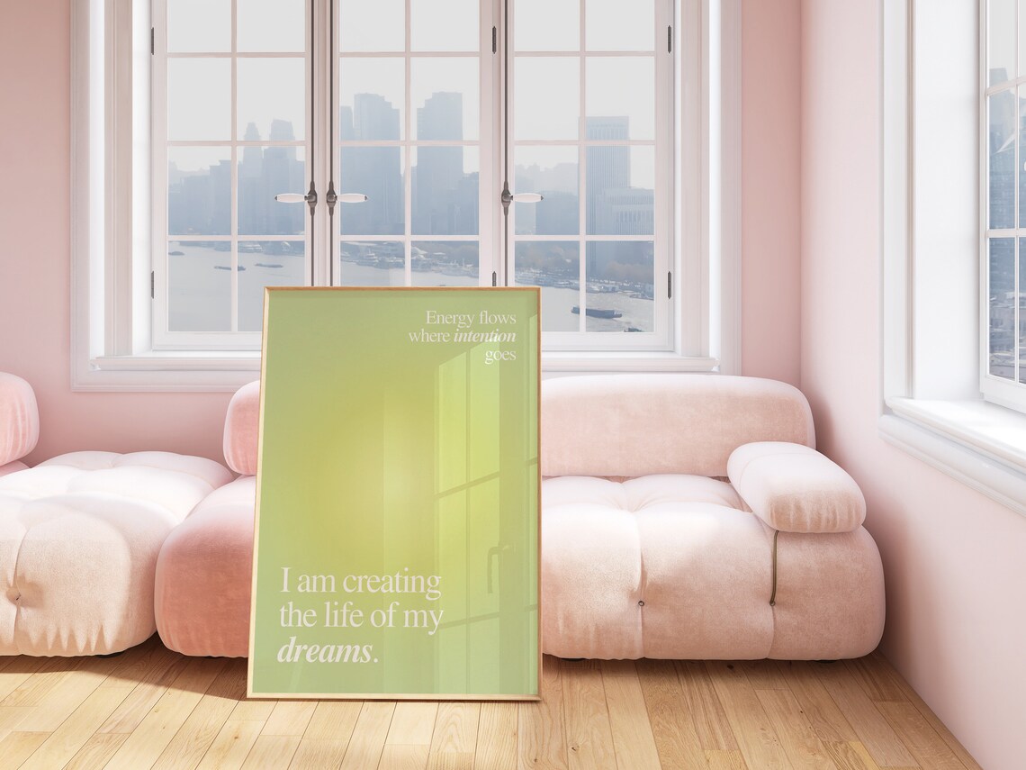 Aura Affirmation Quote Art Print, Green Gradient Decor - Image 2