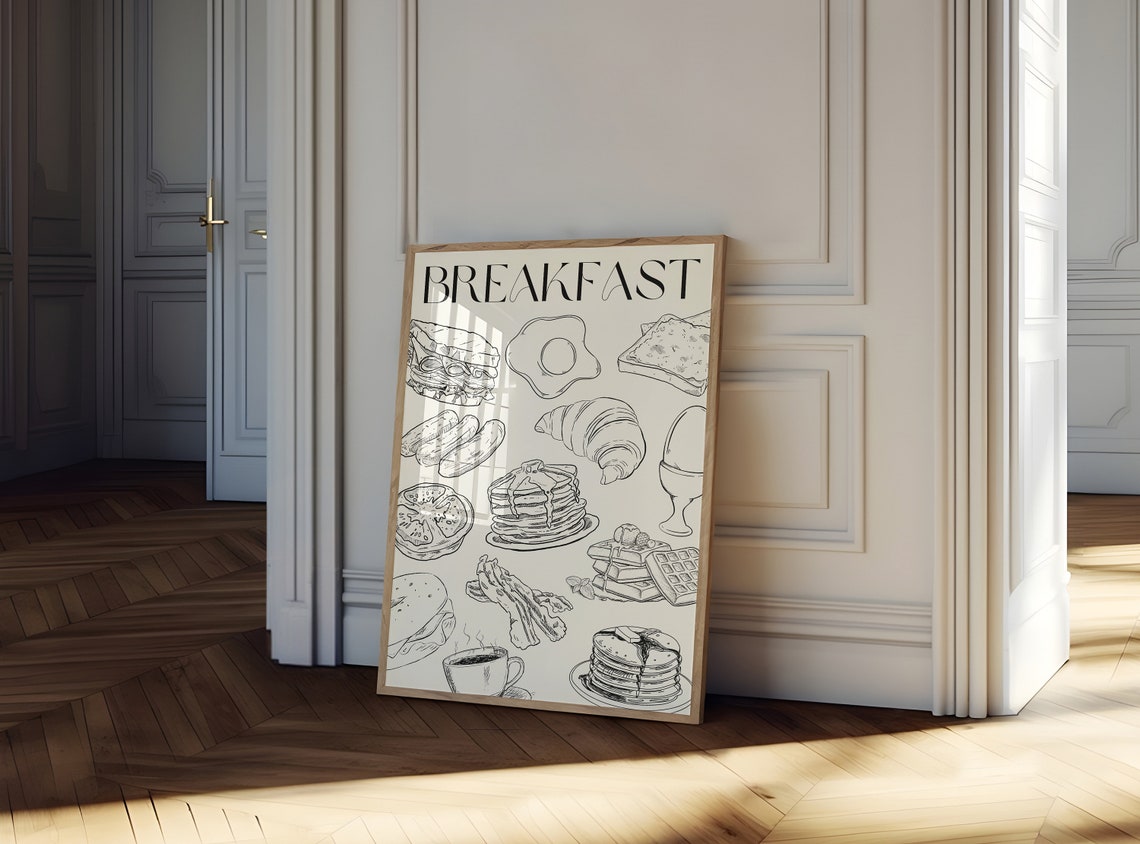 Sketch Style Breakfast Foods Illustrated Kitchen Decor Poster - Image 3