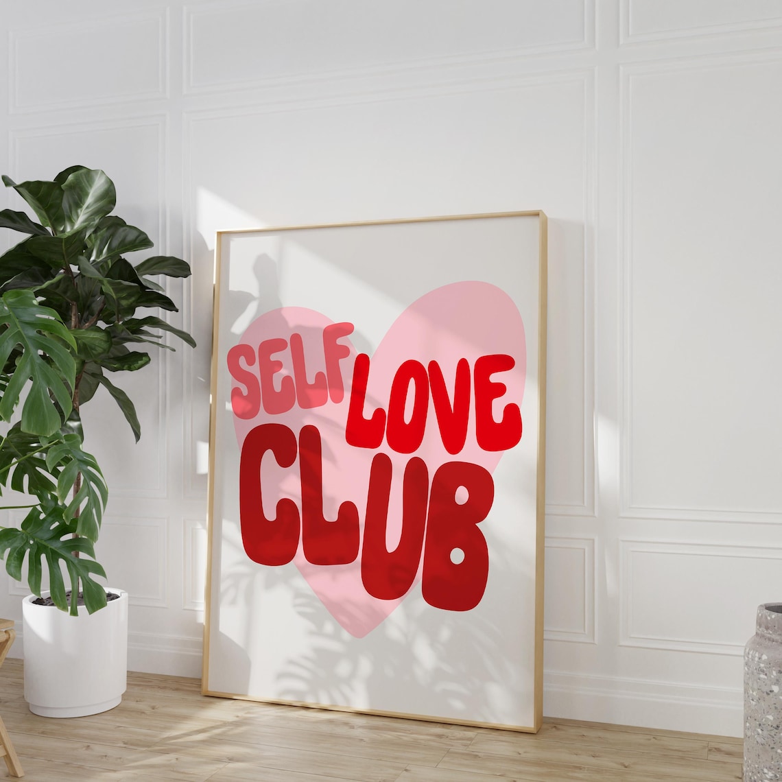 Self Love Club Retro Red Bubble Letters Heart Typography Poster - Image 3