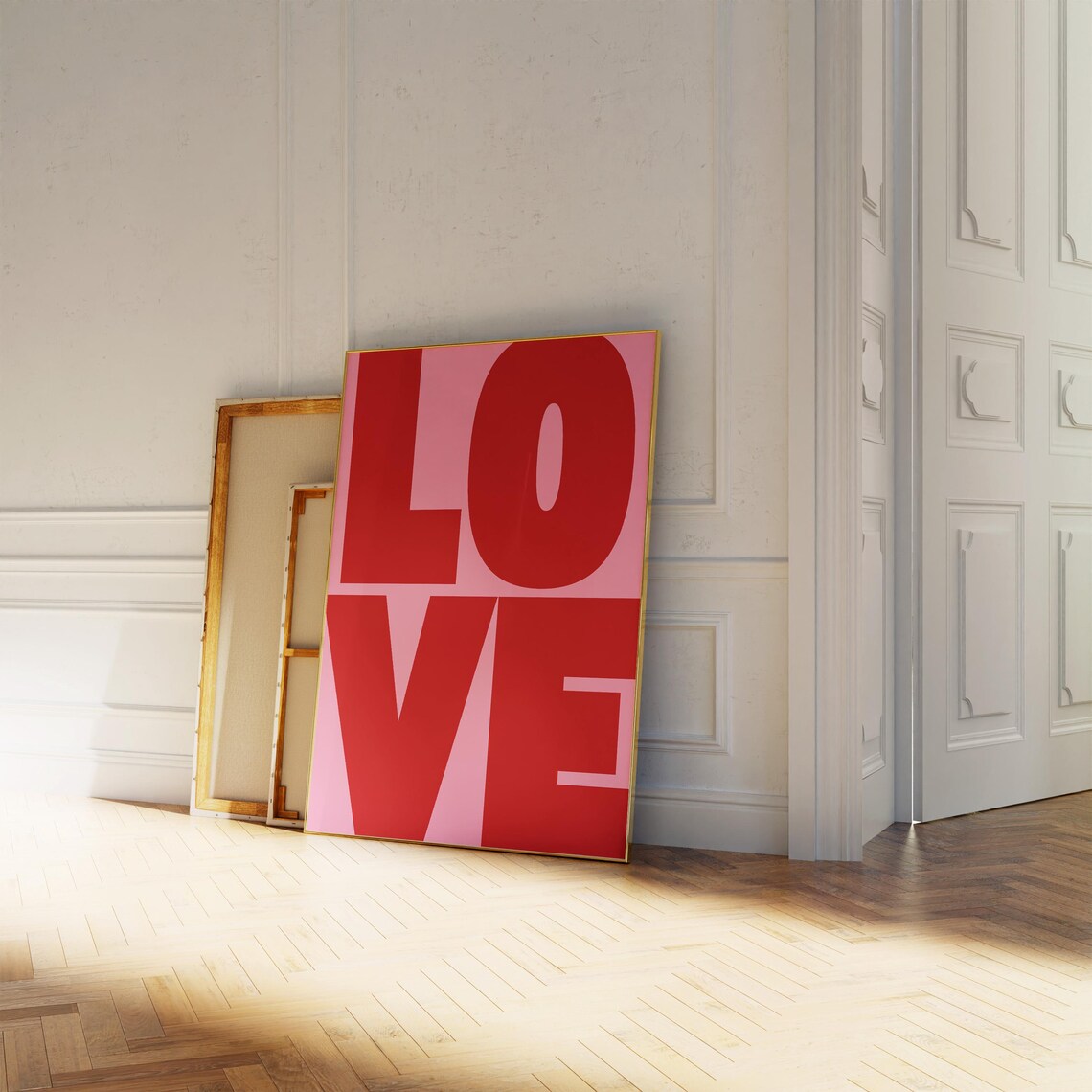Bold Red Love Letters On Pink Retro Typography Love Quote Poster - Image 3