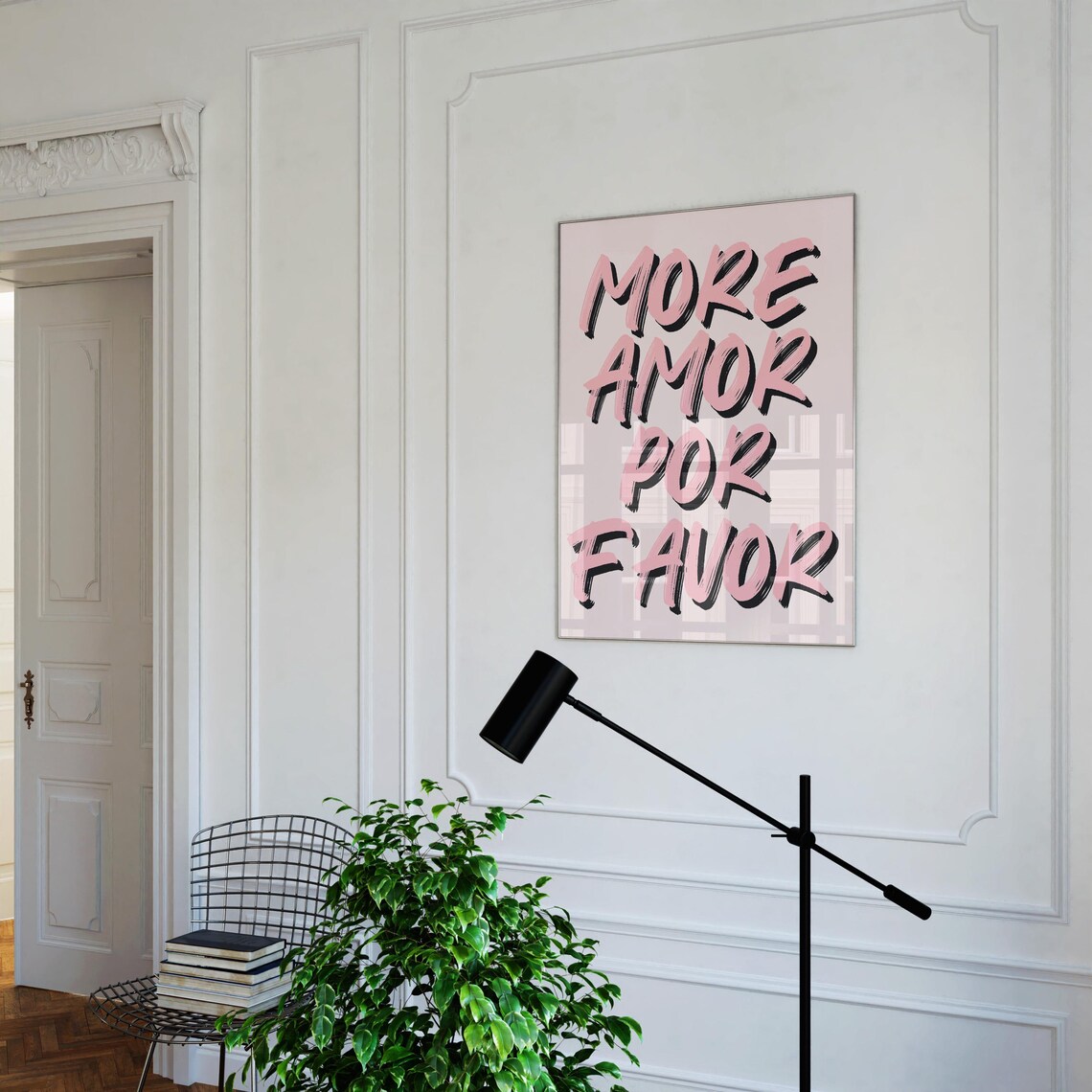 More Amor Por Favor Pink Black Brush Lettering Girly Quote Poster - Image 4