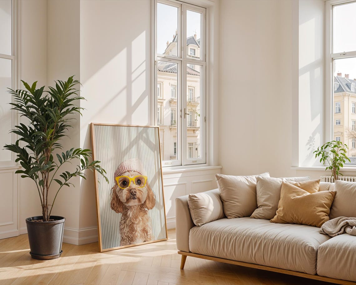 Funny Cavapoo Retro Print Dog Wall Art Decor Vintage Poster Country Farmhouse Drawing Nursery - Image 2