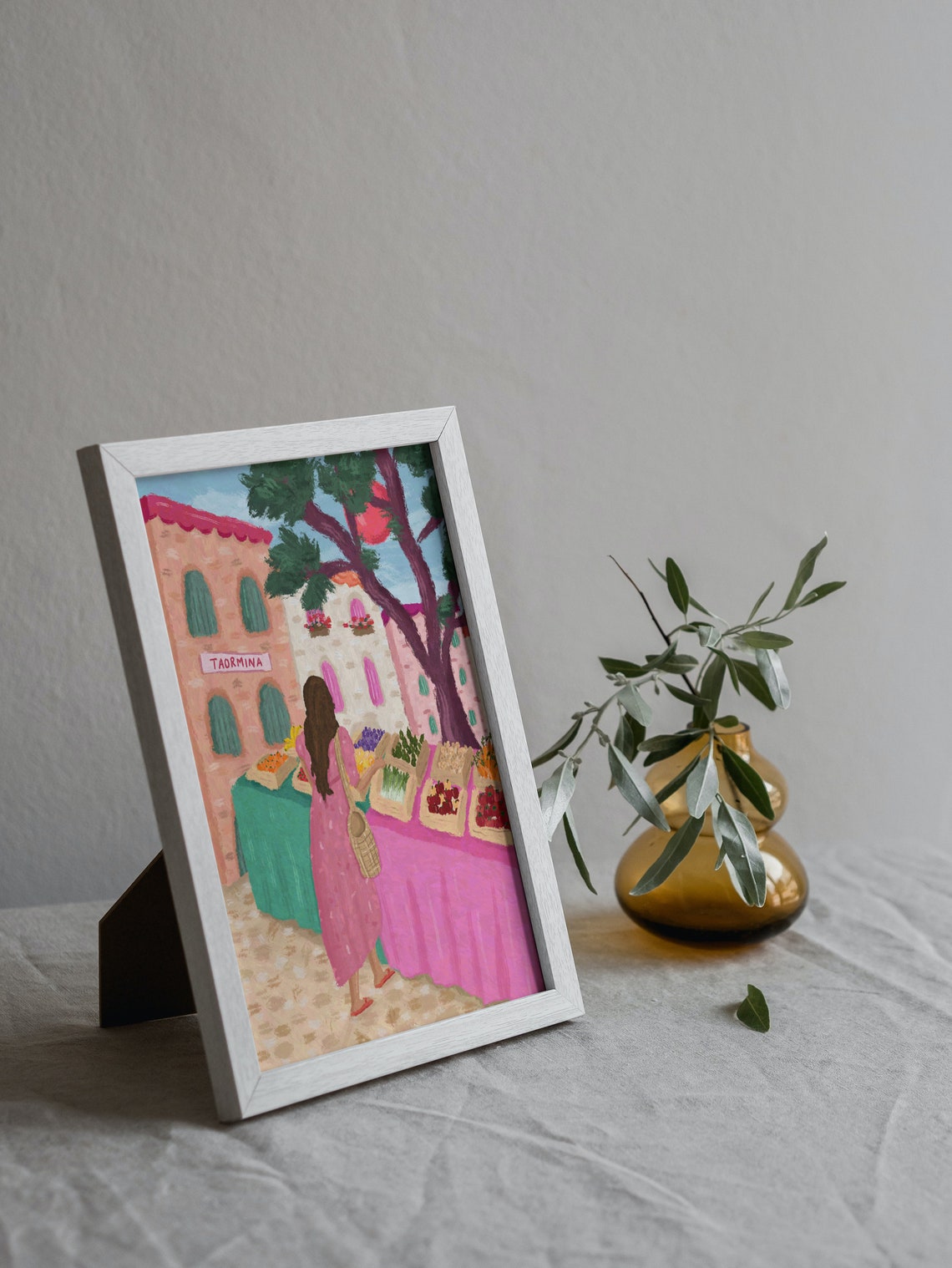 Farmers Market Taormina Sicily Travel Poster - Image 4