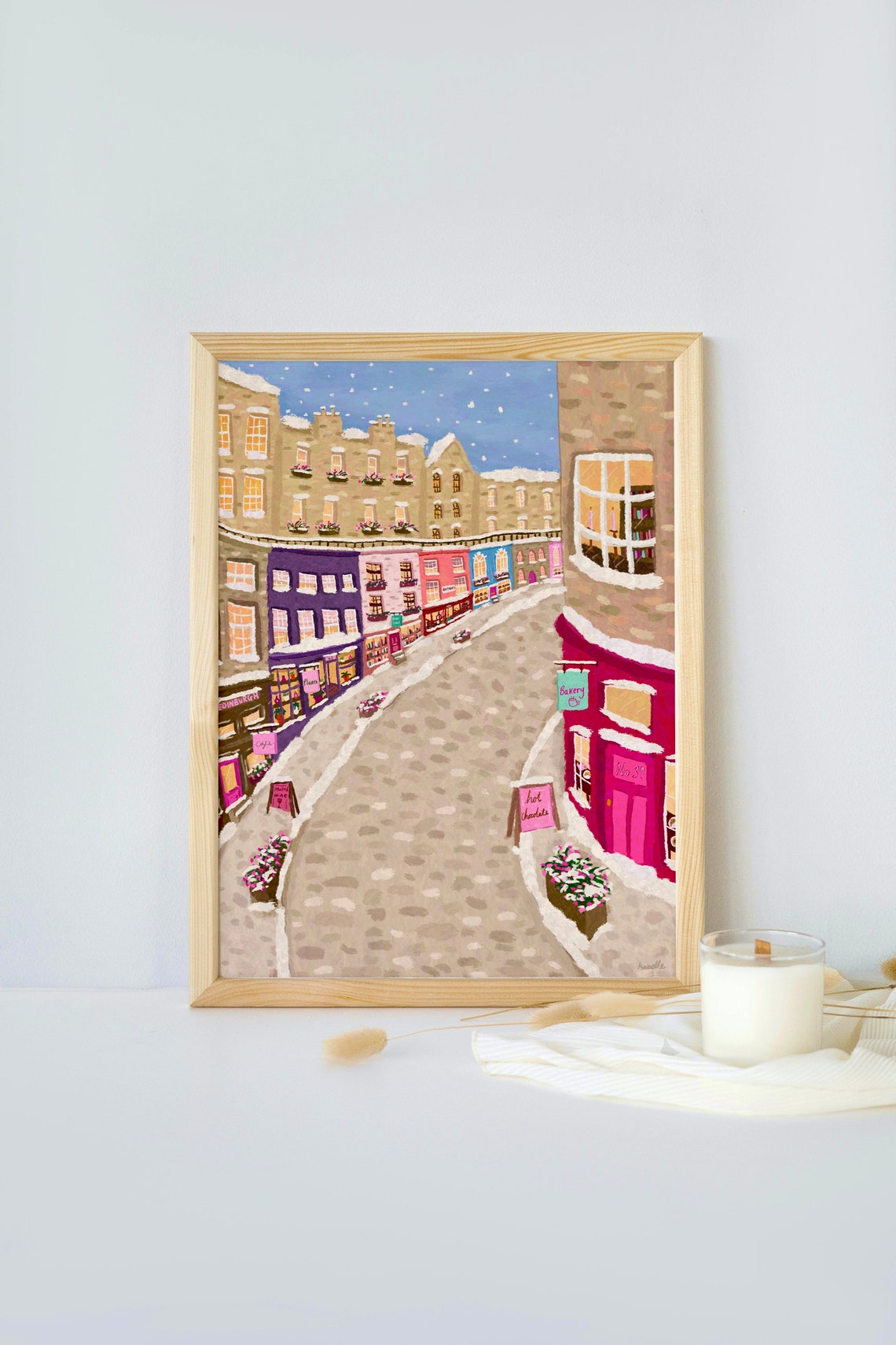 Snowy Edinburgh Christmas Travel Poster