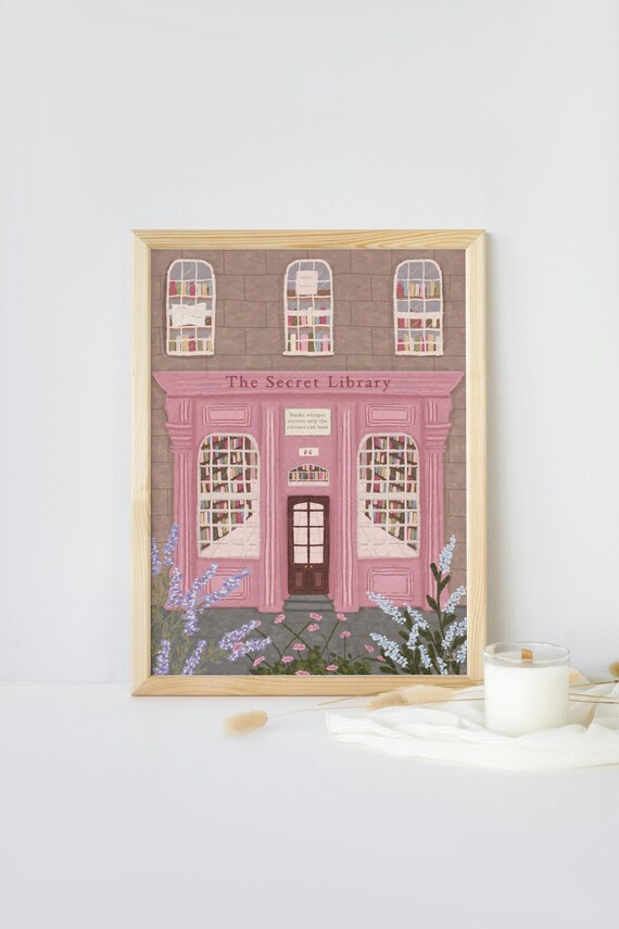 Book Store Floral Art Print, Bookshop Decor