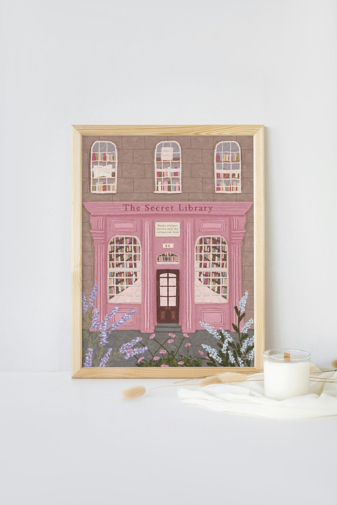 Book Store Floral Art Print, Bookshop Decor