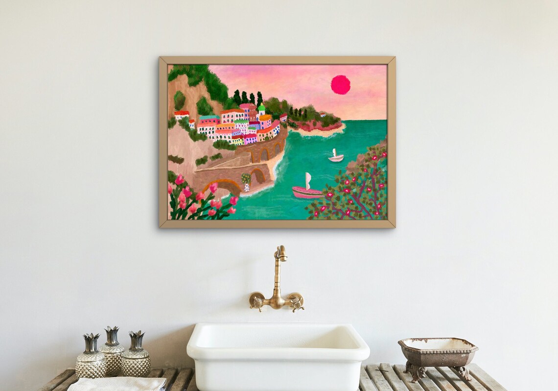 Amalfi Coast - Minimalist Beach Art Print - Image 6