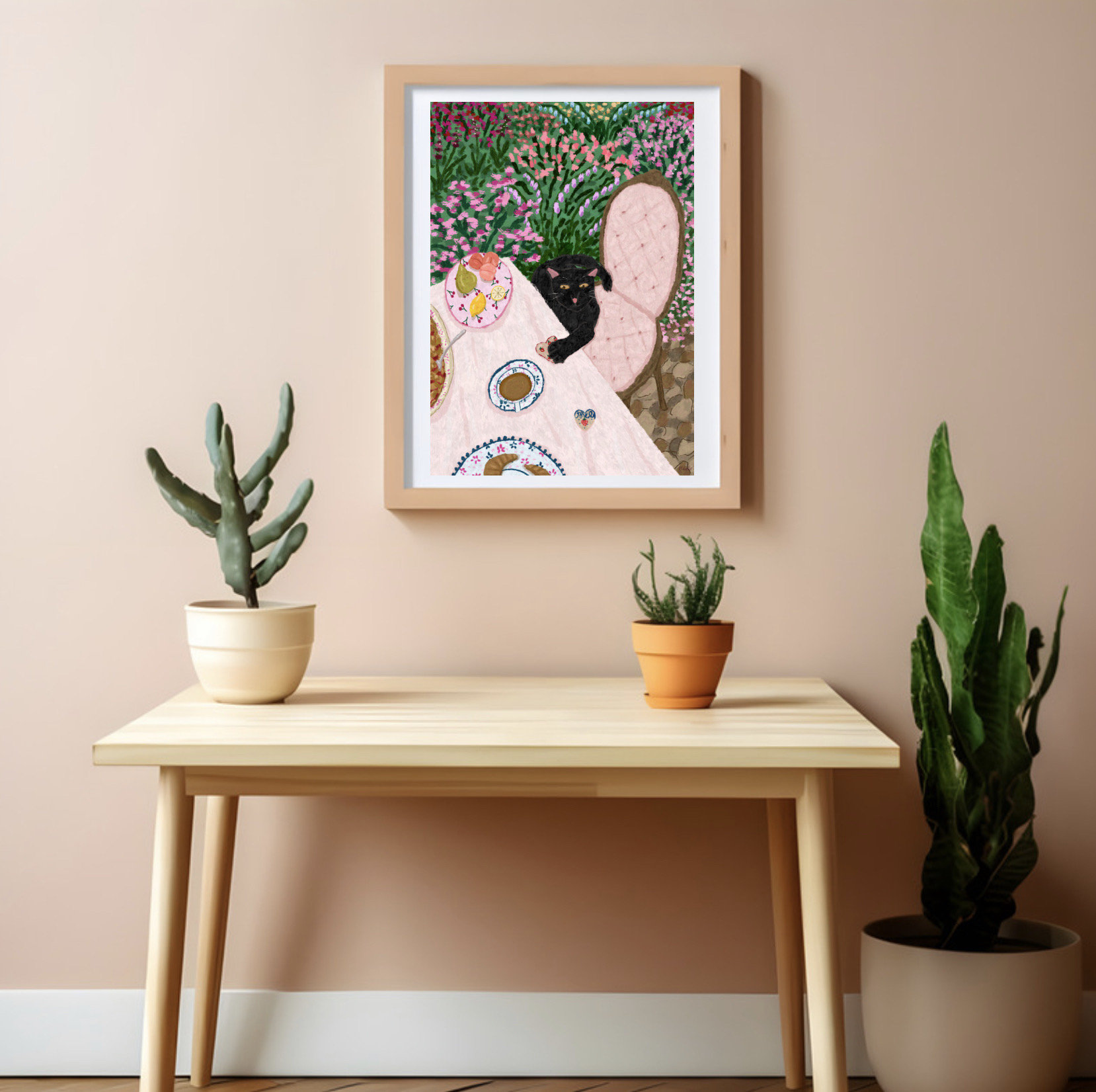 Garden Cat Print, Floral Cat Art Print - Image 3